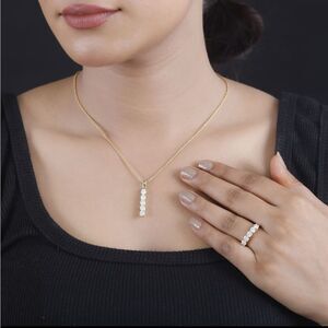 Gorgeous Moissanite 5 Stone Ring 18kYG over 925 Sterling Silver 2.25ctw size 5